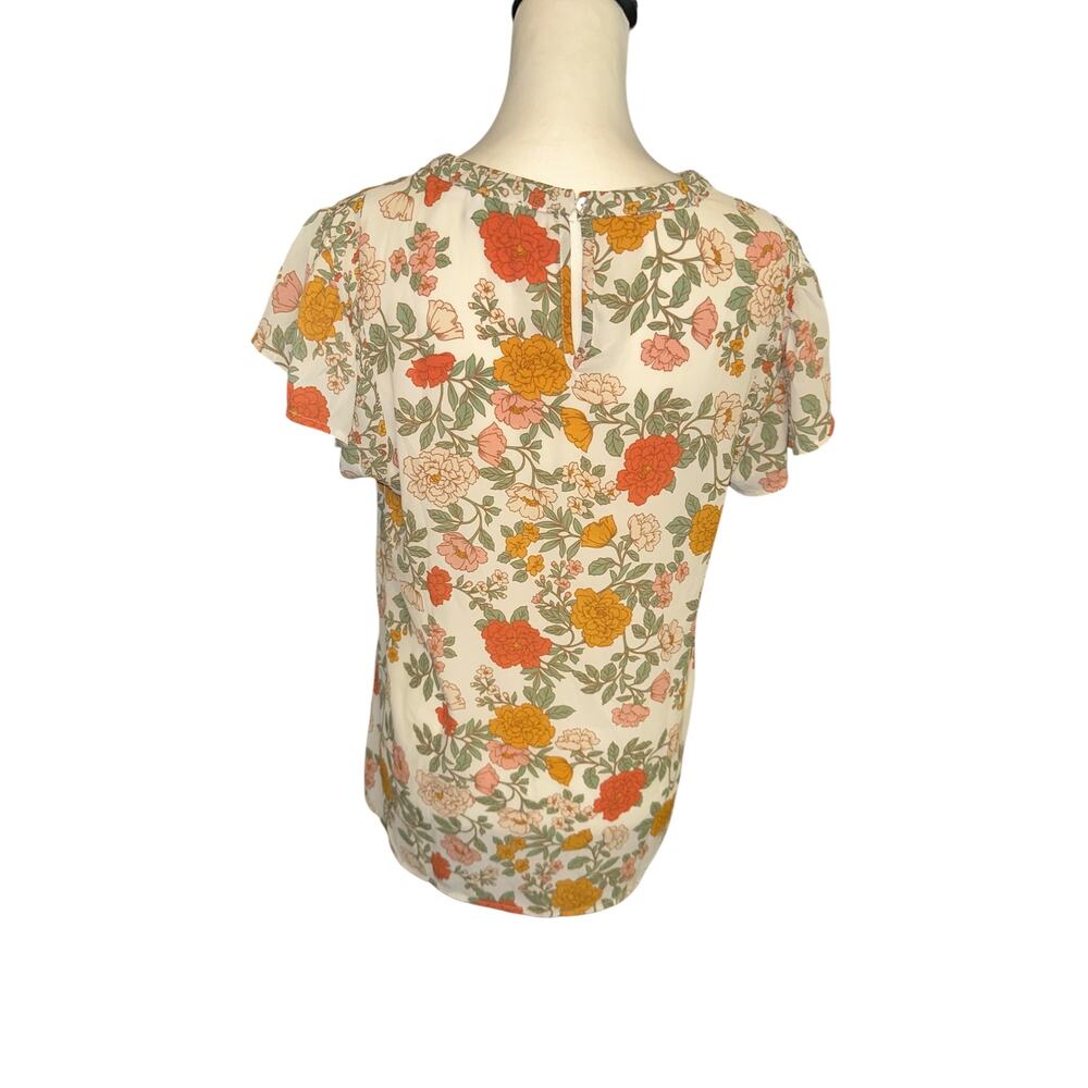 DR2 Women's Short Sleeve Top White Floral Small - Picture 4 of 5